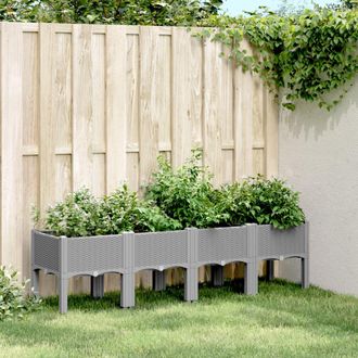 vidaXL Jardinera Con Patas Pp Gris Claro 160x40x42 Cm Vidaxl