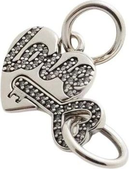 Pandora Splittable Heart & Key Dangle Charm - female - Pandora - Jewellery - Gray - ONE SIZE - Accessories