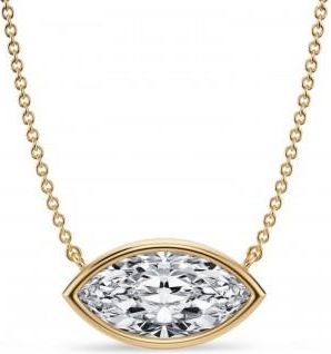 Allurez Marquise Lab Diamond Solitaire Pendant Necklace 14K Yellow Gold (2.50ct)