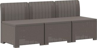 vidaXL Sof&aacute; De Jard&iacute;n De 3 Plazas Look Ratan Pp Gris Claro Vidaxl