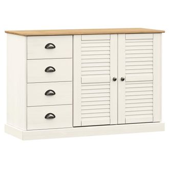 vidaXL Vidaxl - Aparador Con Cajones Vigo Madera Maciza Pino Blanco 113x40x75cm