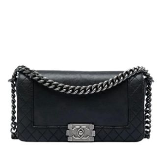 Chanel Pre-owned Leather chanel-bags - Dames - Pre-owned - Zwart - Maat: ONE Size Leer
