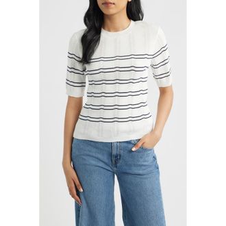 Mavi Short Sleeve Sweater in Peacoat Stripe at Nordstrom, Size X-Small