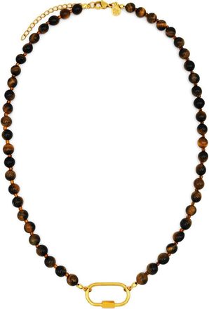 Petit Moments Beaded Carabiner Necklace in Tigers Eye at Nordstrom