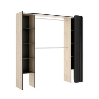 Dmora Armario Manaslu, Estructura Para Vestidor, Perchero Abierto Extensible, 180x50h205 Cm, Roble Y Gris - Dmora