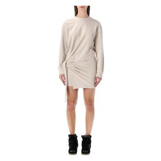 Isabel Marant Kleedjes, Dames, Beige, M, Katoen, Zae Mini Sweatshirt Jurk