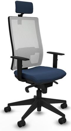 Piqueras y Crespo Piqueras Y Crespo - Horna sincro malla blanca similpiel azul marino brazos 1D base piramidal cabecero 2D ruedas 65mm nailon