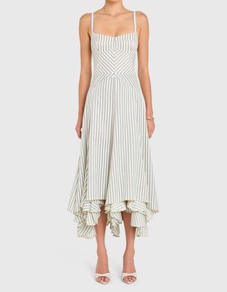 Amanda Uprichard Monterey Dress In Oxford Blue Stripe
