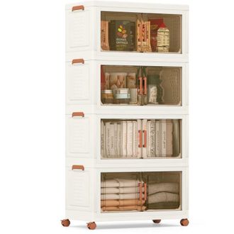 Costway 4-Pack Stackable Plastic Storage Boxes 280L Collapsible Storage Bins