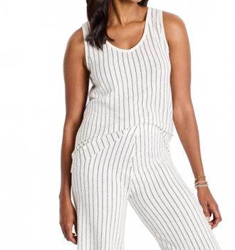 Nic+Zoe Destination Stripe Knit Tank In White Multi