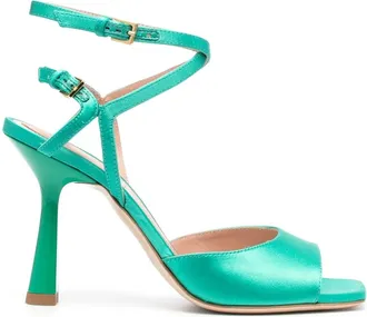 Alberta Ferretti 105mm ankle-strap sandals - women - Silk/Viscose/Calf Leather/Calf Leather - 38 - Green
