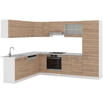 Vicco Cucina angolare completa R-Line, Sonoma, 227 x 287 cm senza piano di lavoro