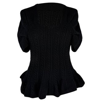 Oscar De La Renta Oscar De La Renta Cable Knit Sweater in Black Cashmere