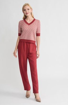 Misook Striped Ribbed Hem Top in Honeysuckle/russet/biscotti at Nordstrom, Size Xx-Large