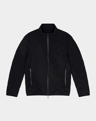 Emporio Armani Men & apos;s Down Chevron-Quilted Nylon Jacket