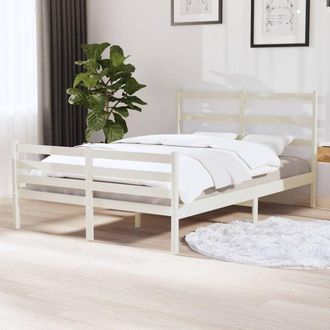 vidaXL Vidaxl - Estructura Cama Doble Peque&ntilde;a Sin Colch&oacute;n Madera Maciza Blanco