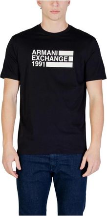 A|X Armani Exchange T-shirt met korte mouwen en ronde hals met print - Heren - T-shirts - Zwart - XS - Katoen - Tops