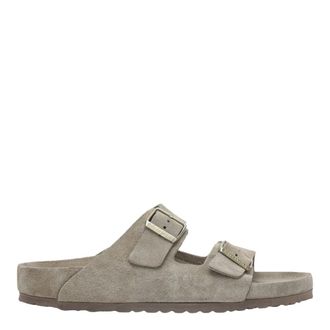 Birkenstock Sliders, male, Gray, Size: 10 US Arizona Suede