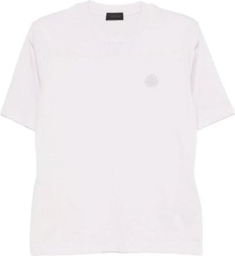 Moncler Geborduurd Logo Roze Katoenen T-shirt - Dames - T-shirts - Roze - XS - Katoen - Tops