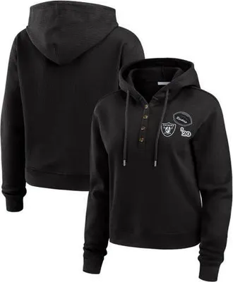 WEAR by Erin Andrews Womens WEAR by Erin Andrews Black Las Vegas Raiders Waffle Hoodie Pullover Top at Nordstrom, Size Xx-Large