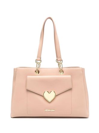 Love Moschino Shopper met logoplakkaat - Beige