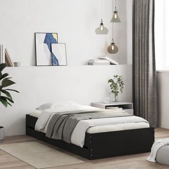 Berkfield Home Bed Frame with Drawers without Mattress Black 75x190 cm Small Single
