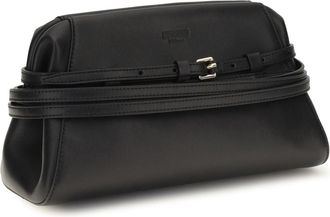 Moschino Womens Belt-Detail Clutch Nero Goatskin-Hircus Goatskin Clutches Goatskin/hircus