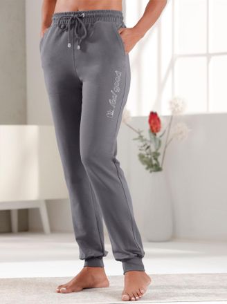 Feel Good Dehnbund-Hose FEEL GOOD, Damen, Gr. 44/46, Normalgr&ouml;ssen, grau (anthrazit), 95% Baumwolle, 5% Elasthan, unifarben, Hosen Dehnbund-Hose