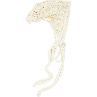 Ganni Crochet Head Scarf in Egret at Nordstrom