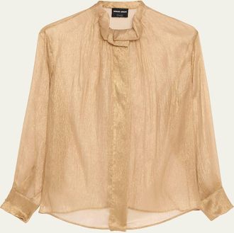 Giorgio Armani Metallic Silk Button-Down Shirt
