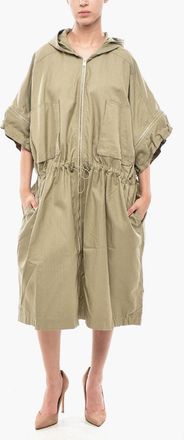 Stella McCartney Herringbone Cotton-Blend Dress With Hood And Drawstring Stella McCartney