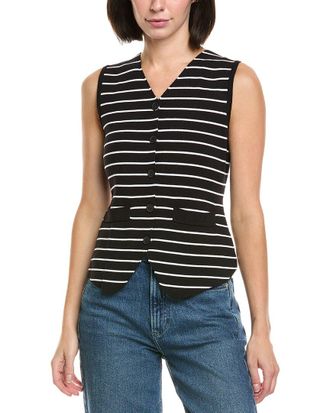 Gracia Vertical Striped V-Neck Vest