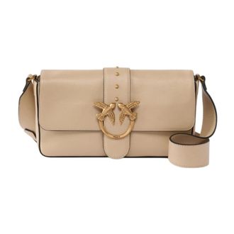 Pinko Love One Classic Slouchy - Dames - Schoudertassen - Beige - ONE Size - Katoen - Tassen