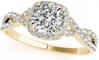 Allurez Twisted Cushion Diamond Engagement Ring 14k Yellow Gold (1.00ct)