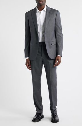 Emporio Armani Grey Nailhed Virgin Wool Suit in Graphite at Nordstrom, Size 38 Us
