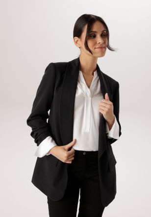 Aniston Longblazer ANISTON SELECTED, Damen, Gr. 36, schwarz, Web, Obermaterial: 95% Polyester, 5% Elasthan. Futter: 100% Polyester, unifarben, l&auml;ssig geschnit