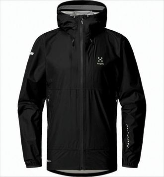 Hagl&ouml;fs Solid Black Hooded Jacket With Zippered Pockets