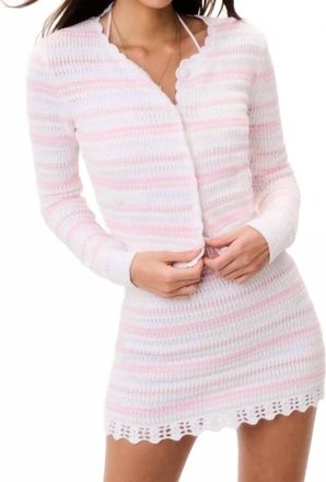 LoveShackFancy Dessa Cotton Crochet Cardigan In Marbella Stripe