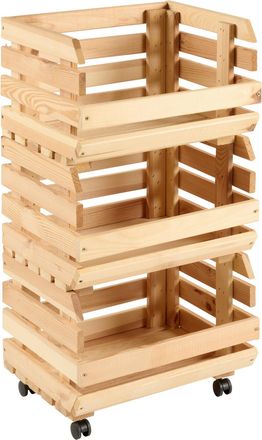 Homeware Kiste, Naturfarben, Holz, Kiefer, massiv, 38.5x73x30 cm, Rollen, rollbar, Ordnen & Aufbewahren, Dekoboxen & Aufbewahrungsboxen