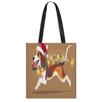 Generic Christmas Dachshund Womens Tote Casual Shopping Bag Lightweight Shoulder Bags Hobos Handbag for Work Travel Daily 35x40cm