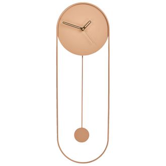 Beliani Reloj De Pared Decoraci&oacute;n Colgante 20 X 62 Cm Dise&ntilde;o Moderno Minimalista Con P&eacute;ndulo Decorativo Sin N&uacute;meros Acero Rosa Salvan