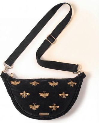 Elizabeth Scarlett Honey Bee Velvet Crossbody in Charcoal at Nordstrom