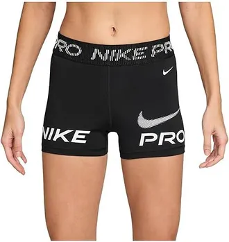 Nike Pro Mid-Rise 3 Biker Shorts Womens Shorts Black/White/White : LG (US 12-14), Elastane/Polyester