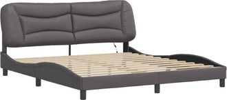 vidaXL Vidaxl - Estructura De Cama Con Luz Led Cuero Sint&eacute;tico Gris 180x200 Cm