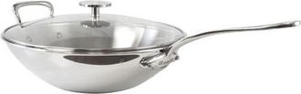 Bloomingdale's MCook 12.5 Inch Stainless Steel Wok With Long Handle And Helper Handle in Silver at Nordstrom