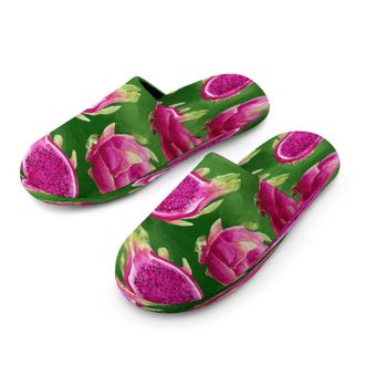 Generic Dragon Fruit Watercolor Mens Cozy Memory Foam Slippers Warm Cotton House Shoes Comfy Slipper for Indoor Outdoor