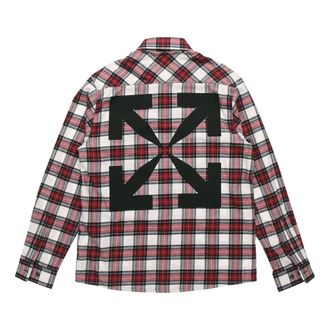 Off-white Mens Off-White SS21 Plaid Back Arrow Red Shirt OMGA133R21FAB0022500