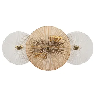 Mauro Ferretti L&aacute;mpara de pared de metal dorado y cristal (42 x 8 x 20 cm)