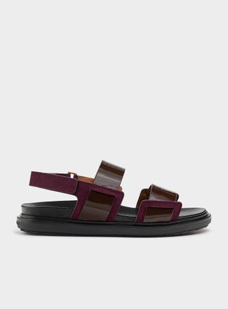 Marni Womens Fussbett lustrous straps prune-coloured sandals