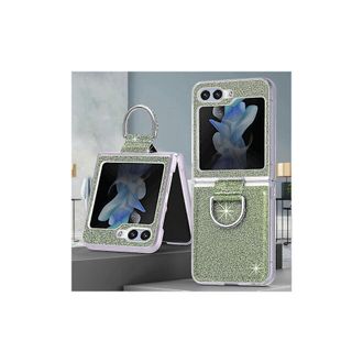 OEM Funda Brillante Para Samsung Galaxy Z Flip 6, Con Anillo, Bonita Funda Protectora Ultrafina, Suave Y R&iacute;gida, A Prueba De Golpes, Color Verde